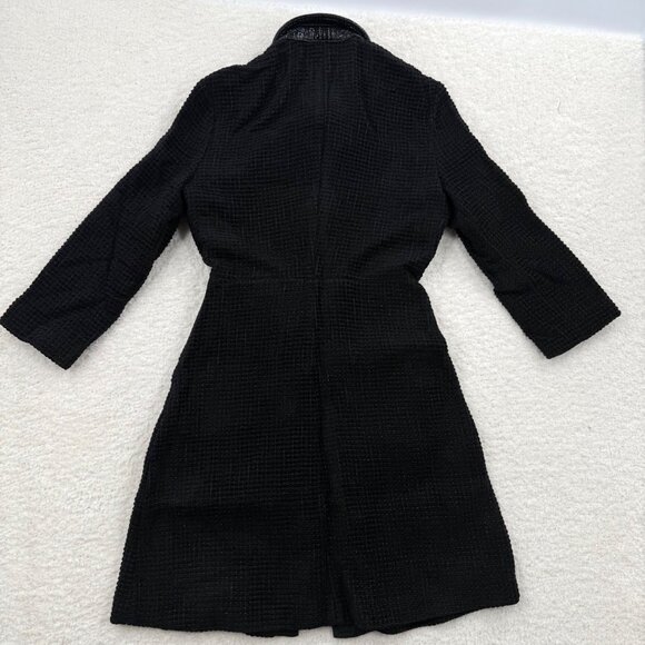 Maje Rinili contrast-trim mini shirtdress in black cotton-blend bouclé-tweed, XS - Picture 3 of 16